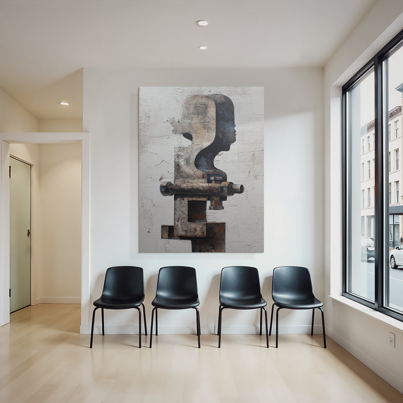 Abstrakte Skulptur Gesicht Industrial Elements