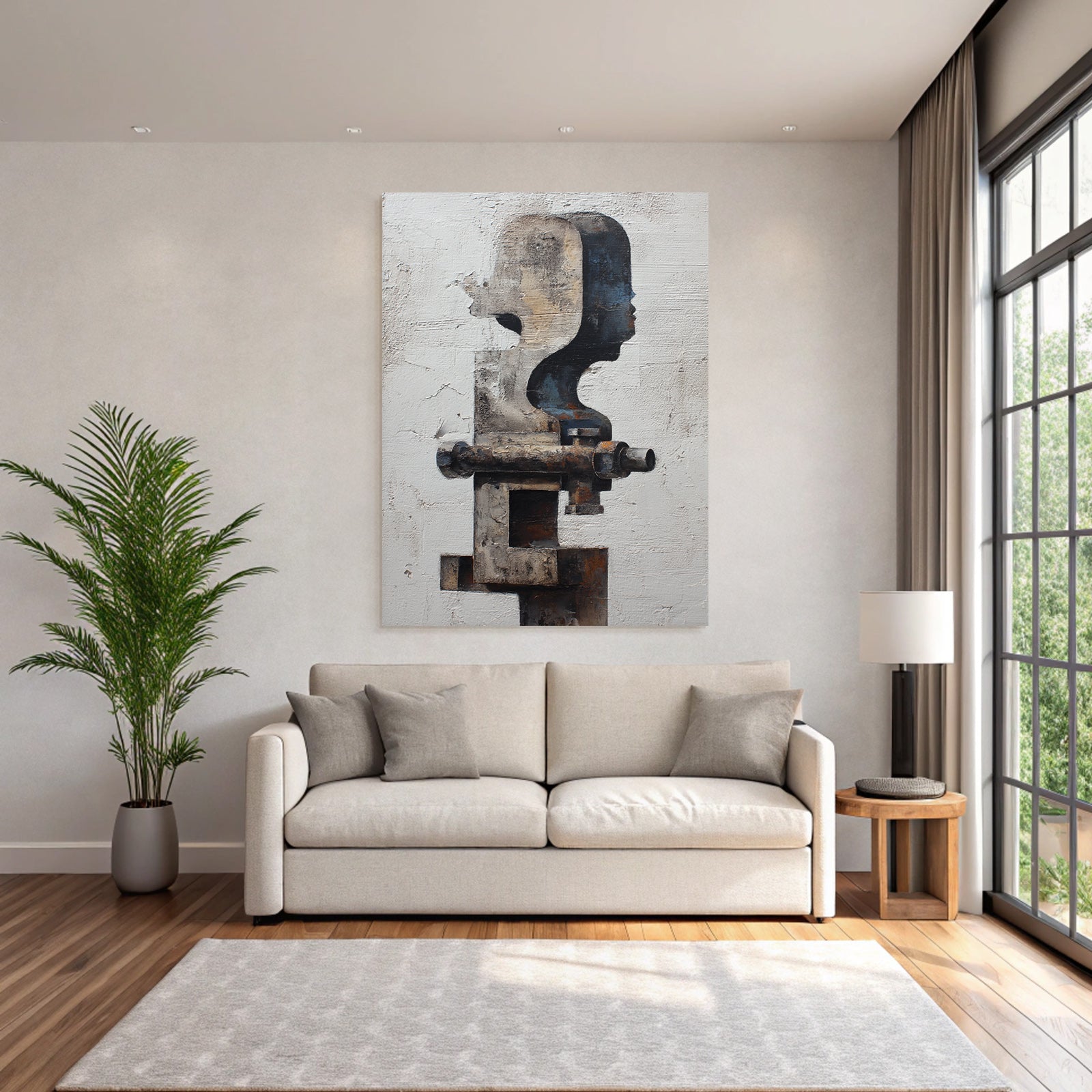 Abstrakte Skulptur Gesicht Industrial Elements