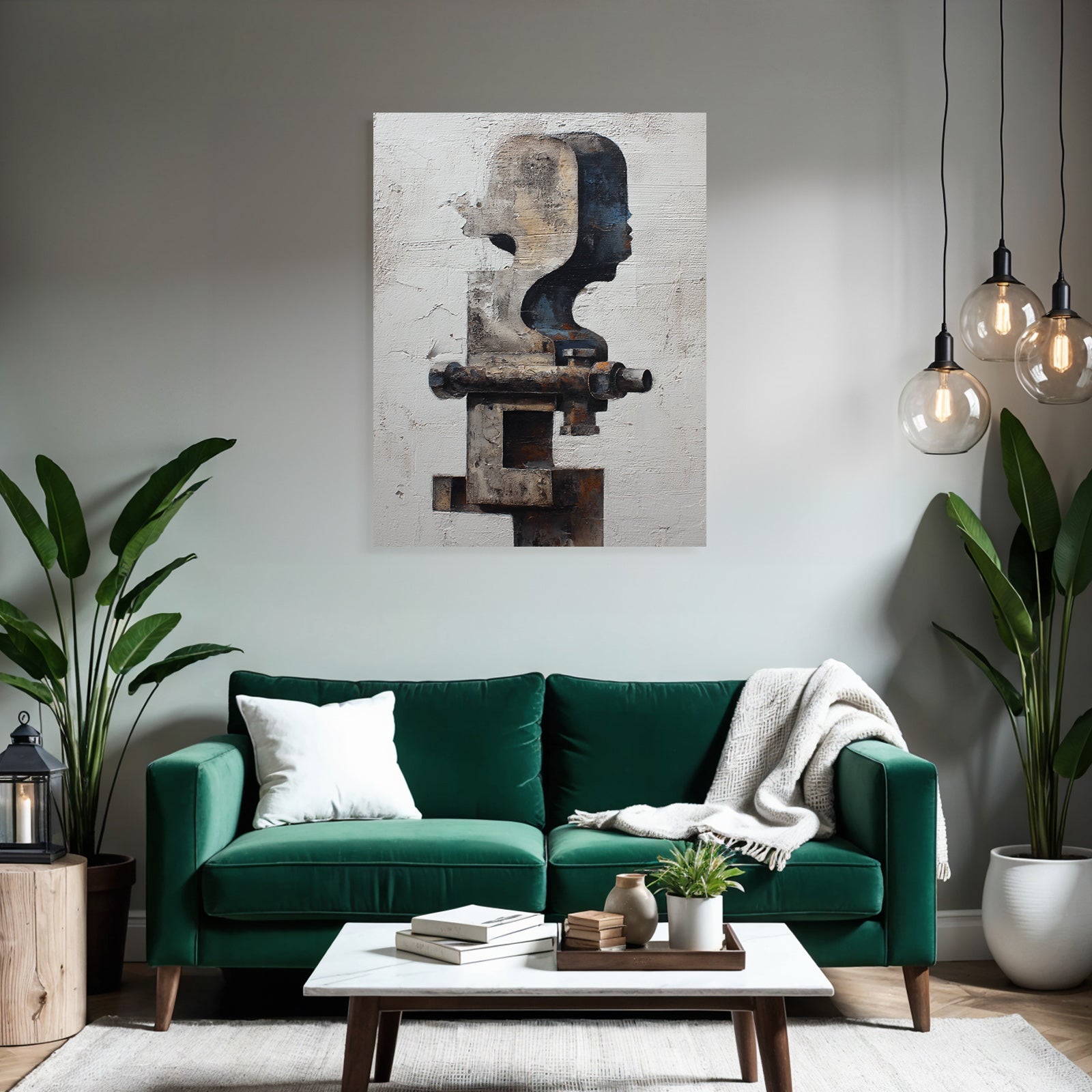Abstrakte Skulptur Gesicht Industrial Elements
