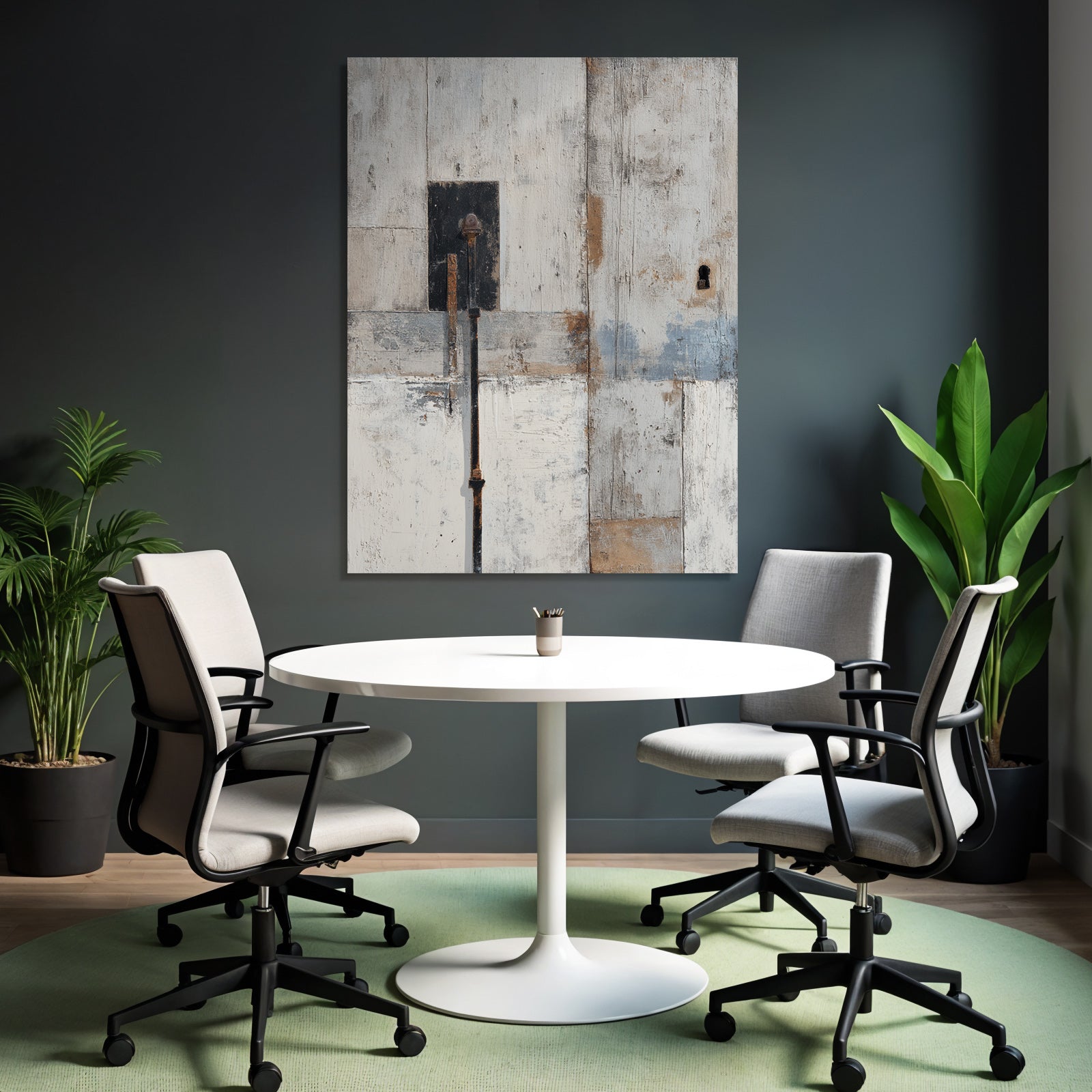 Abstrakte Wand Mit Texturen Farben Und Schluesselloch