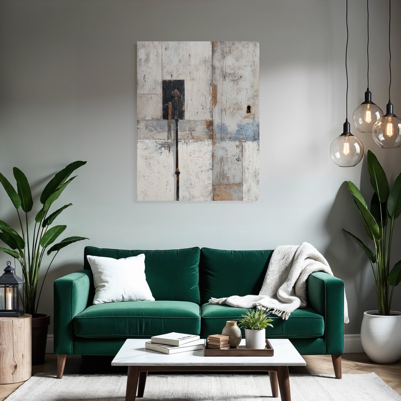 Abstrakte Wand Mit Texturen Farben Und Schluesselloch