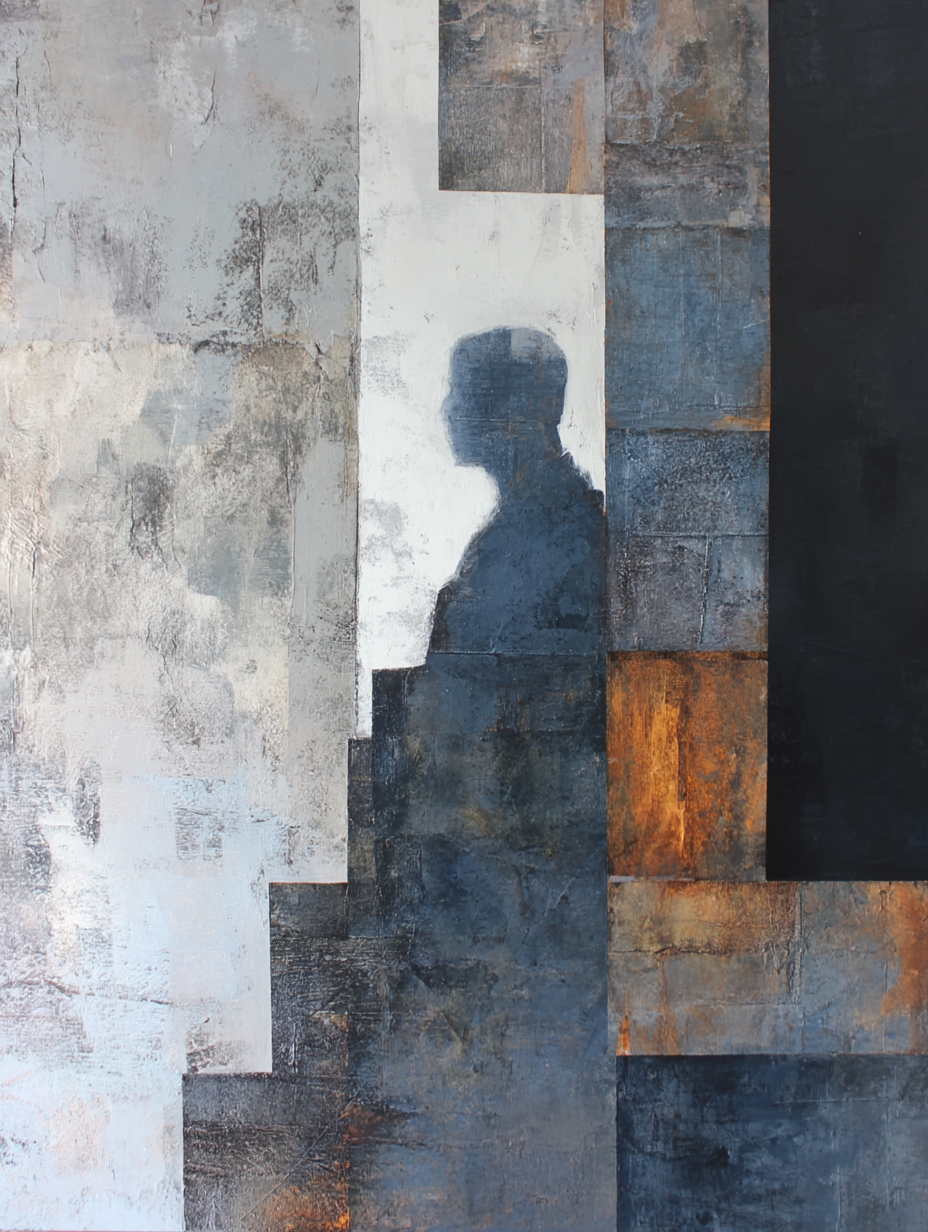  Abstraktes Bild Grautoene Menschliche Silhouette Orange | Industrial | Einrichtungsstile
