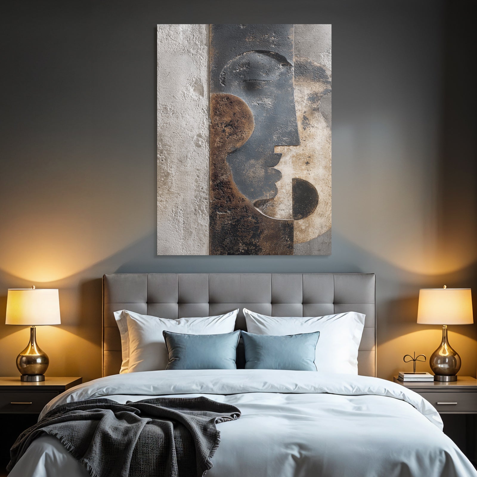 Abstraktes Design Skulptur Wandkunst Gesichter Kreisformen