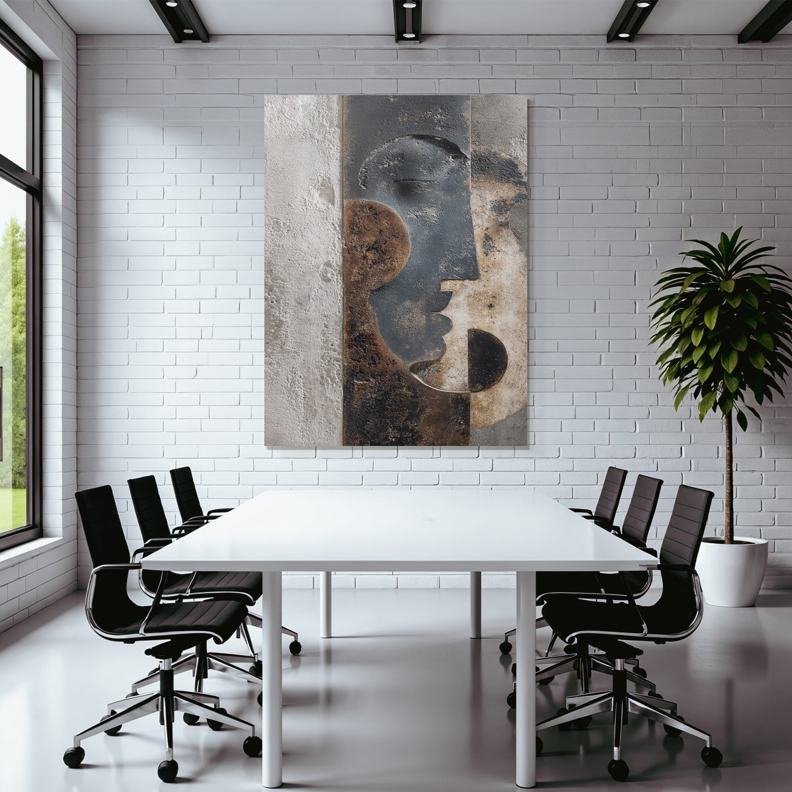 Abstraktes Design Skulptur Wandkunst Gesichter Kreisformen