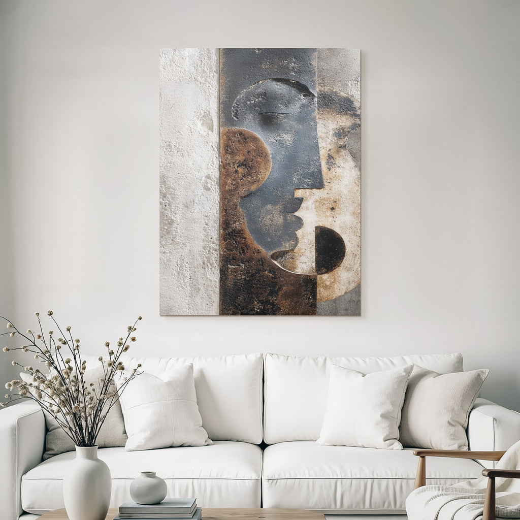 Abstraktes Design Skulptur Wandkunst Gesichter Kreisformen