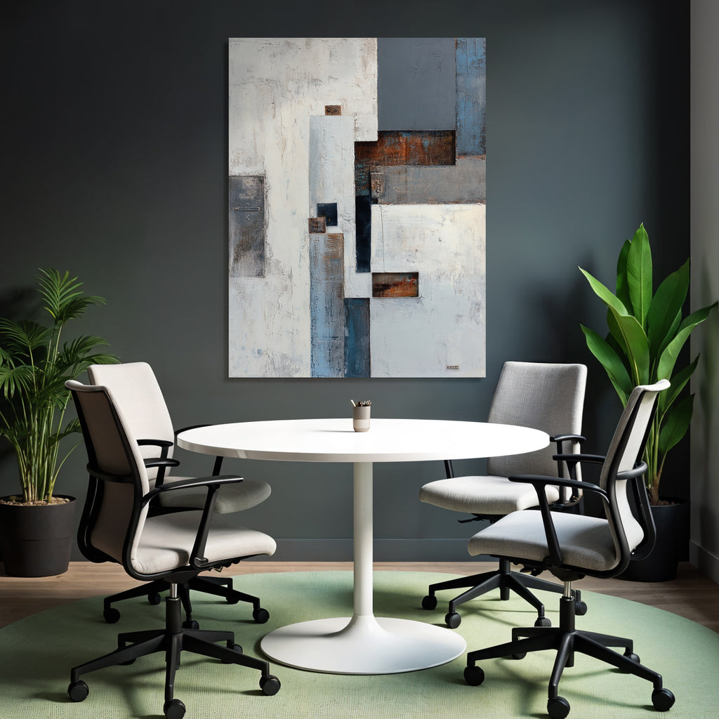 Abstraktes Gemaelde Geometrische Formen Matte Farben