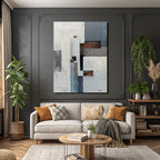 Abstraktes Gemaelde Geometrische Formen Matte Farben
