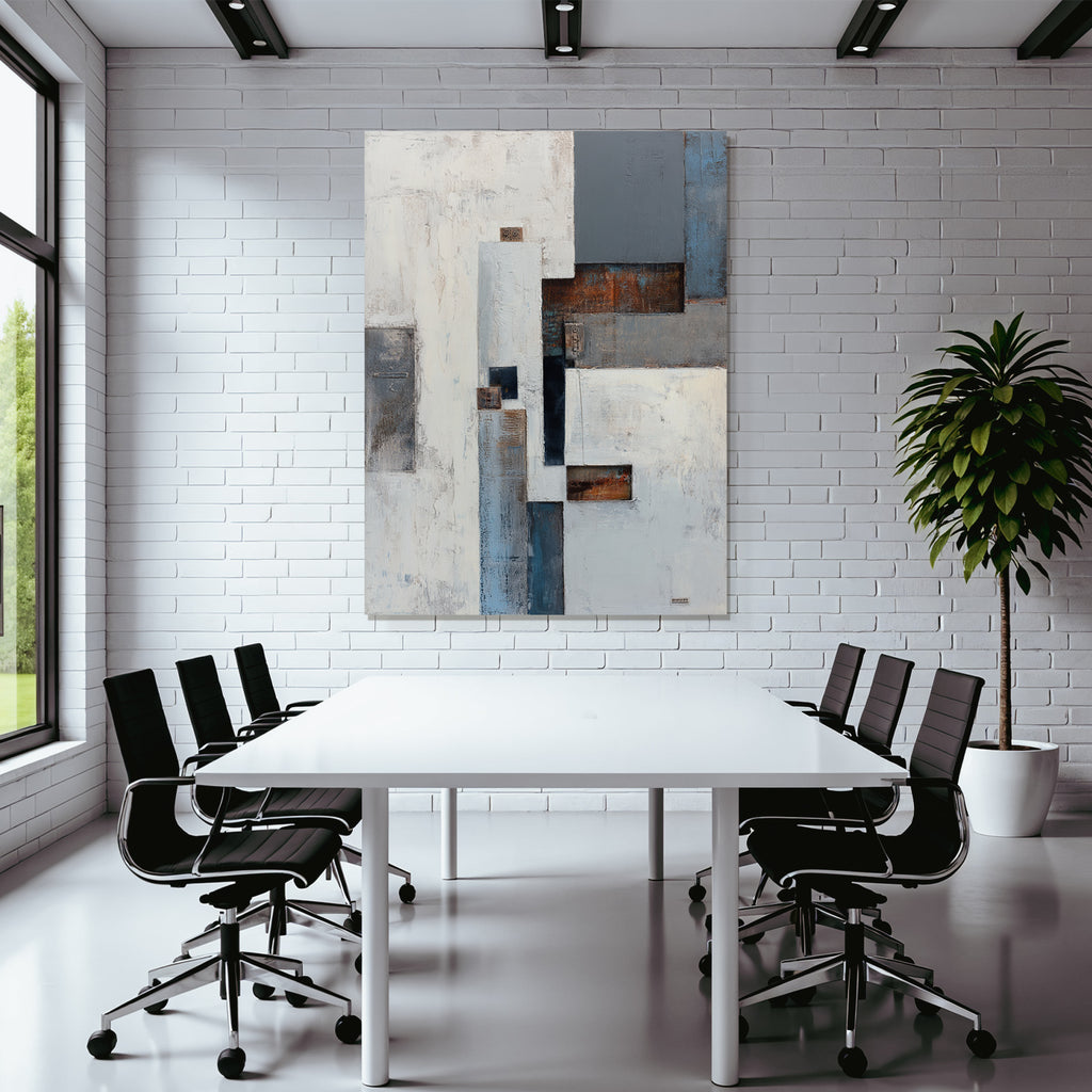 Abstraktes Gemaelde Geometrische Formen Matte Farben