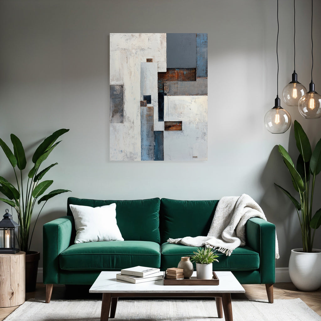 Abstraktes Gemaelde Geometrische Formen Matte Farben