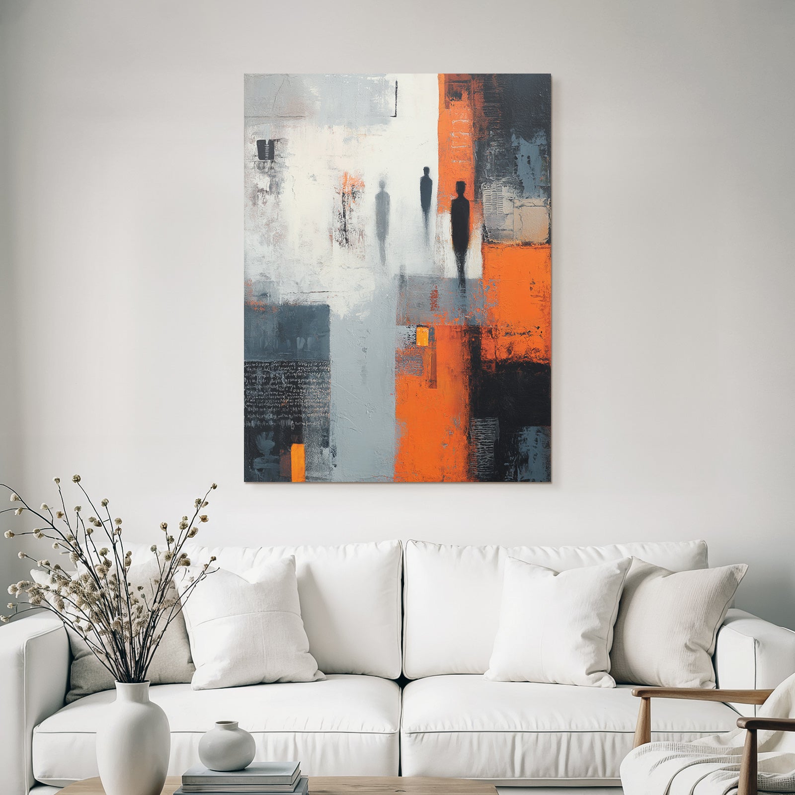 Abstraktes Gemaelde Grau Orange