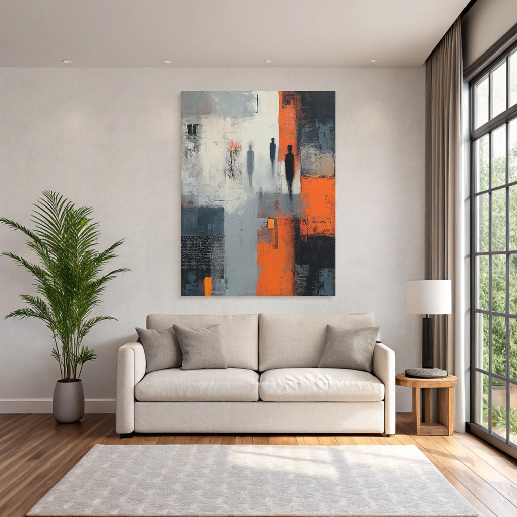 Abstraktes Gemaelde Grau Orange