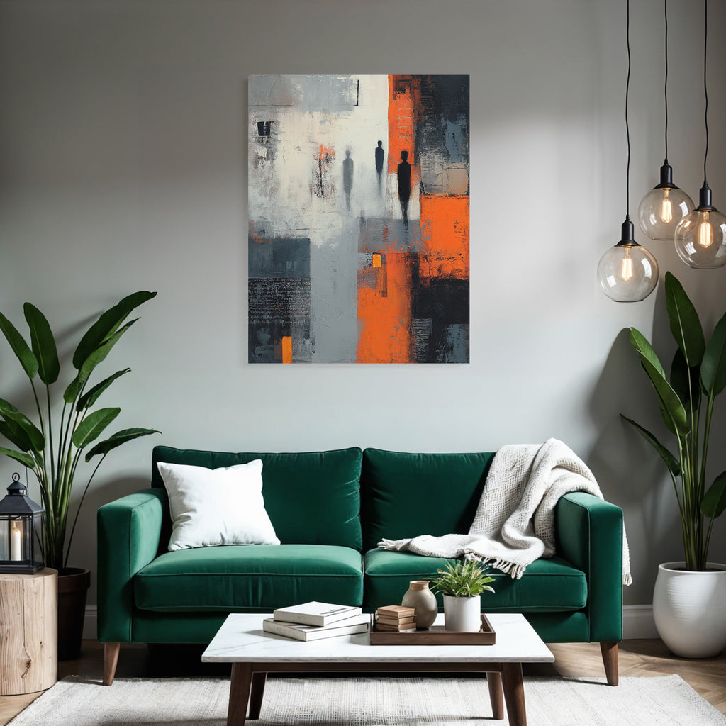 Abstraktes Gemaelde Grau Orange