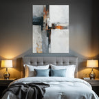 Abstraktes Gemaelde Grau Weiss Orange Geometrische Formen Und Texturen