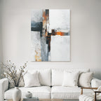 Abstraktes Gemaelde Grau Weiss Orange Geometrische Formen Und Texturen