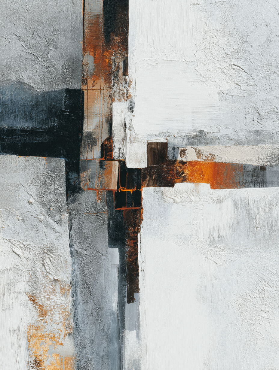  Abstraktes Gemaelde Grau Weiss Orange Geometrische Formen Und Texturen | Industrial | Einrichtungsstile