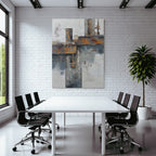Abstraktes Gemaelde Grays Weiss Rostfarben