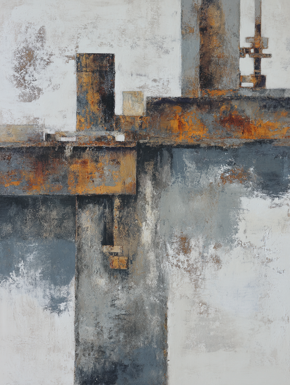  Abstraktes Gemaelde Grays Weiss Rostfarben | Industrial | Einrichtungsstile