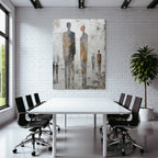 Abstraktes Gemaelde Minimalistische Menschliche Figuren Textured
