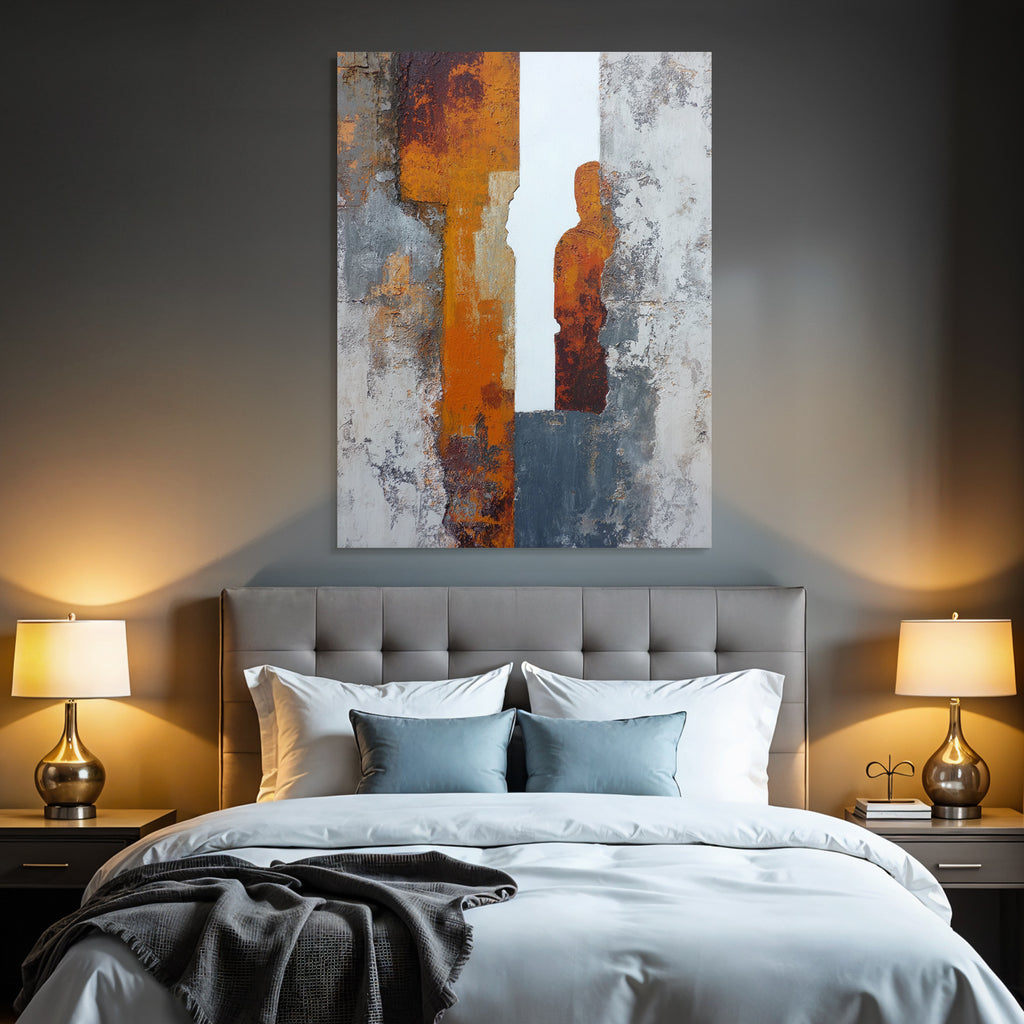 Abstraktes Gemaelde Mit Farben Orange Grau Und Weiss