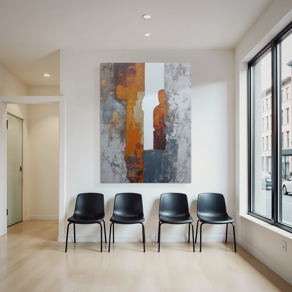 Abstraktes Gemaelde Mit Farben Orange Grau Und Weiss