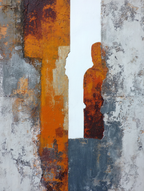  Abstraktes Gemaelde Mit Farben Orange Grau Und Weiss | Industrial | Einrichtungsstile