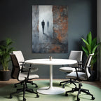 Abstraktes Gemaelde Silhouetten Figuren Lichtquelle Texturierter Hintergrund