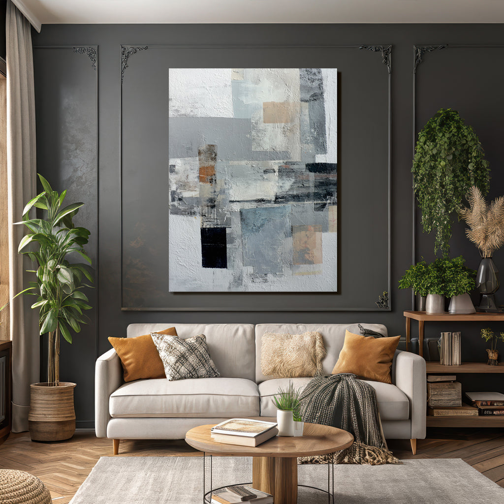 Abstraktes Kunst Grau Weisse Texturen