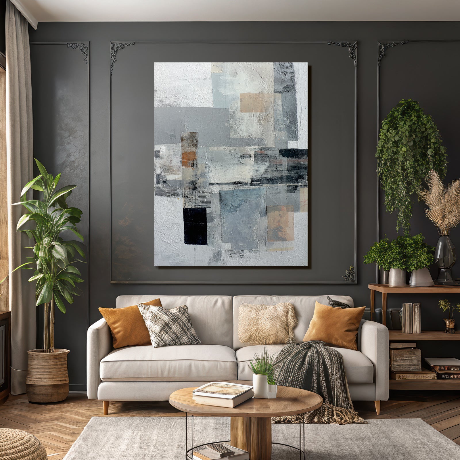 Abstraktes Kunst Grau Weisse Texturen