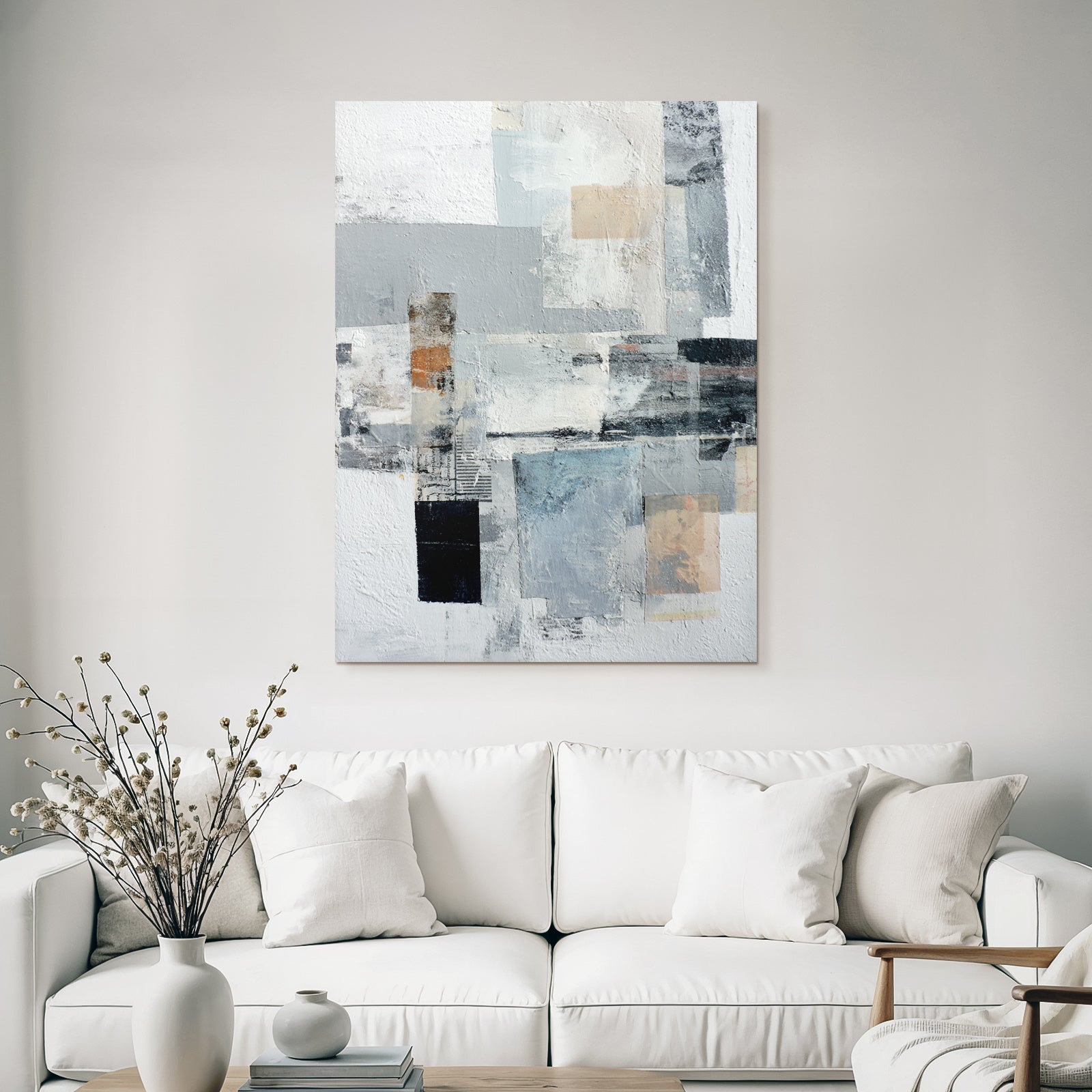 Abstraktes Kunst Grau Weisse Texturen