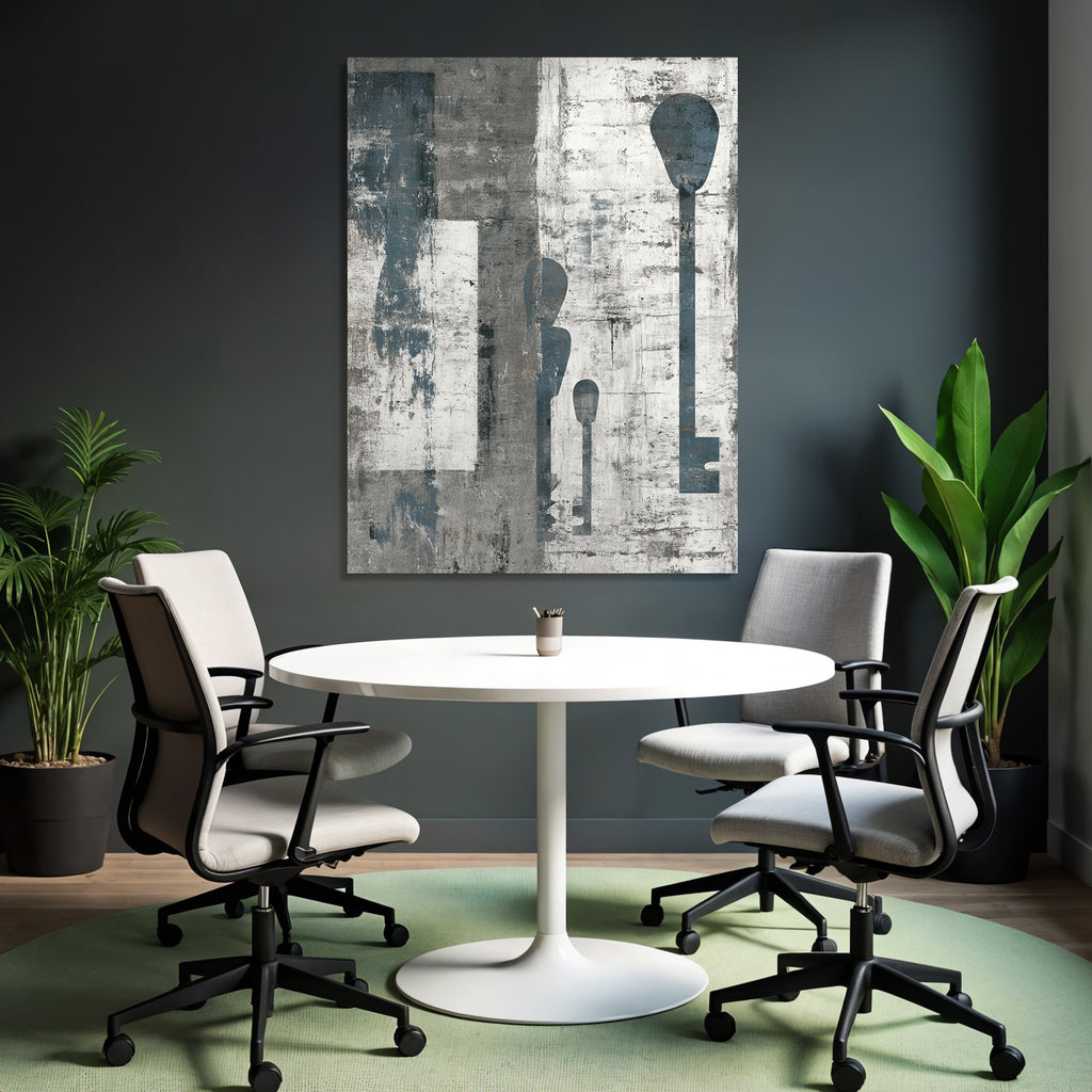 Abstraktes Kunst Schluessel Grau Blau