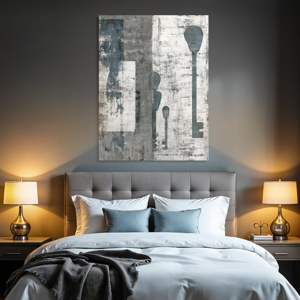 Abstraktes Kunst Schluessel Grau Blau