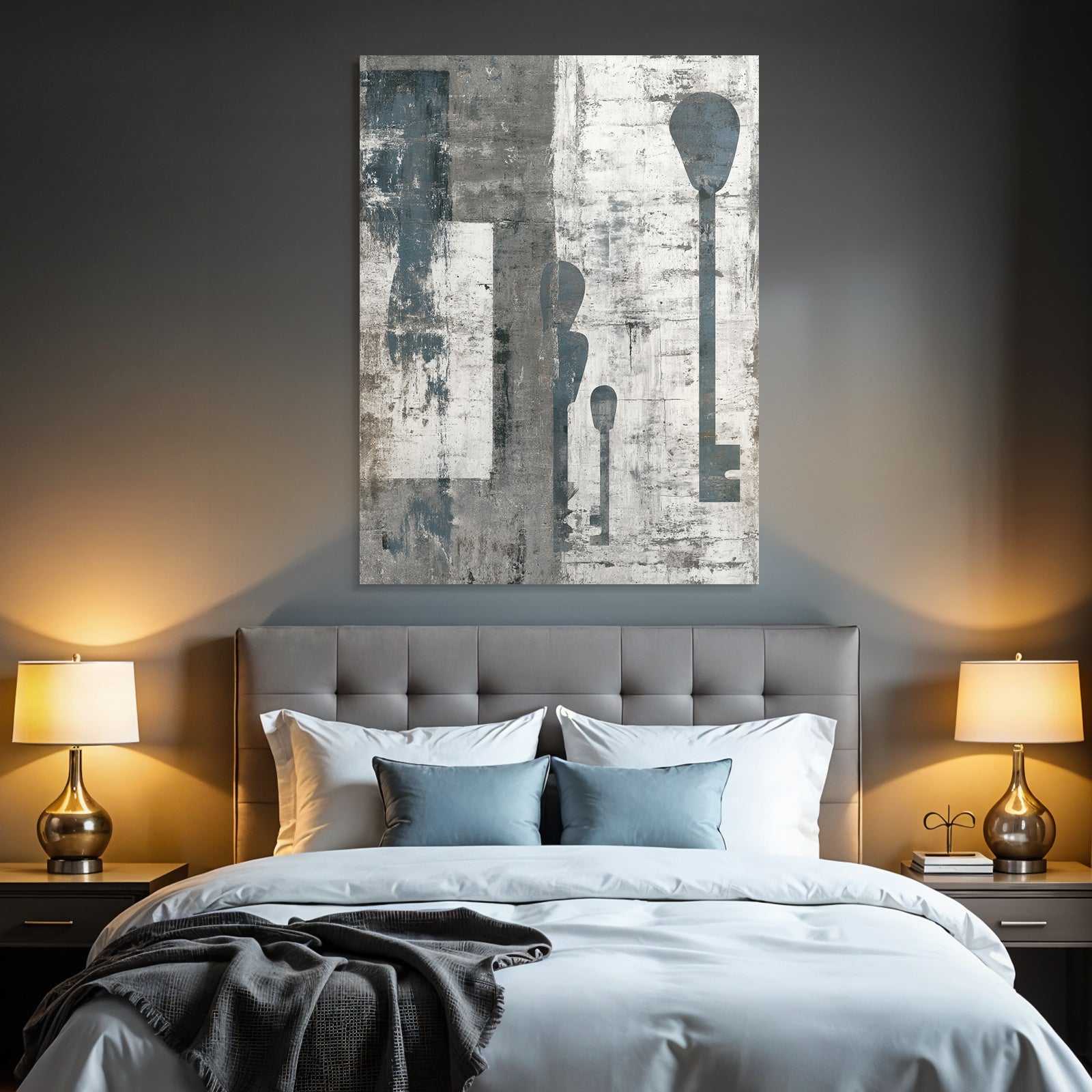 Abstraktes Kunst Schluessel Grau Blau