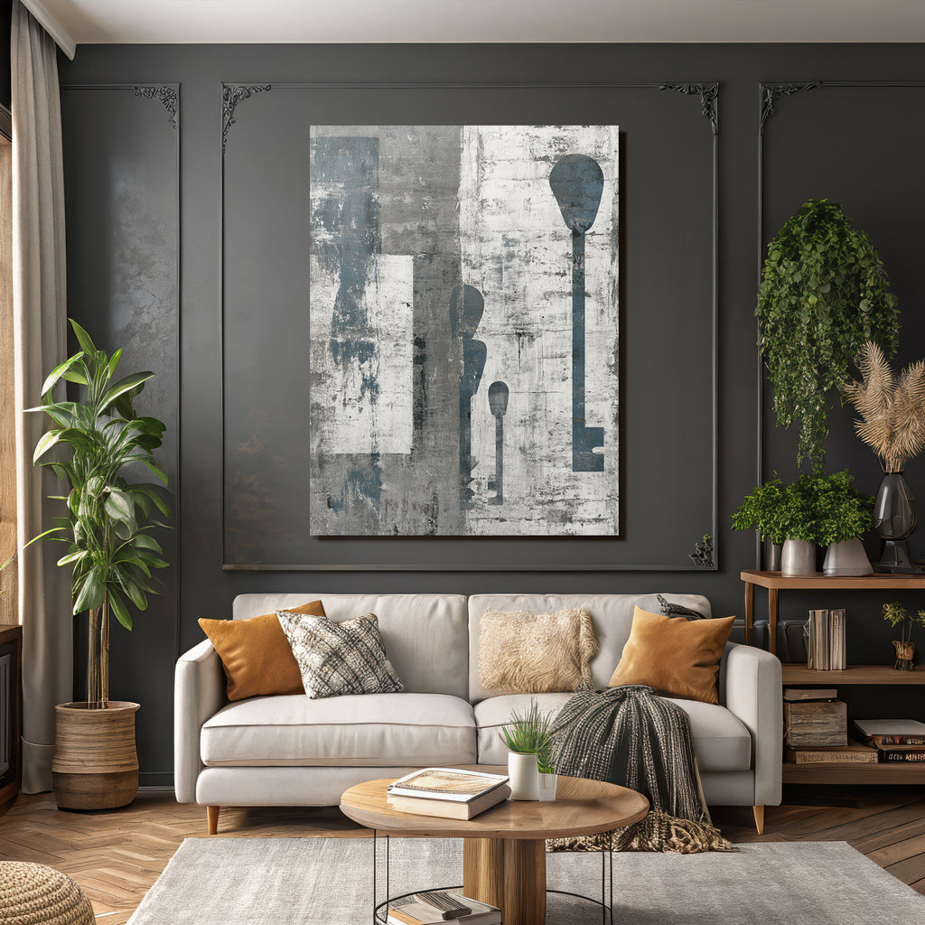 Abstraktes Kunst Schluessel Grau Blau
