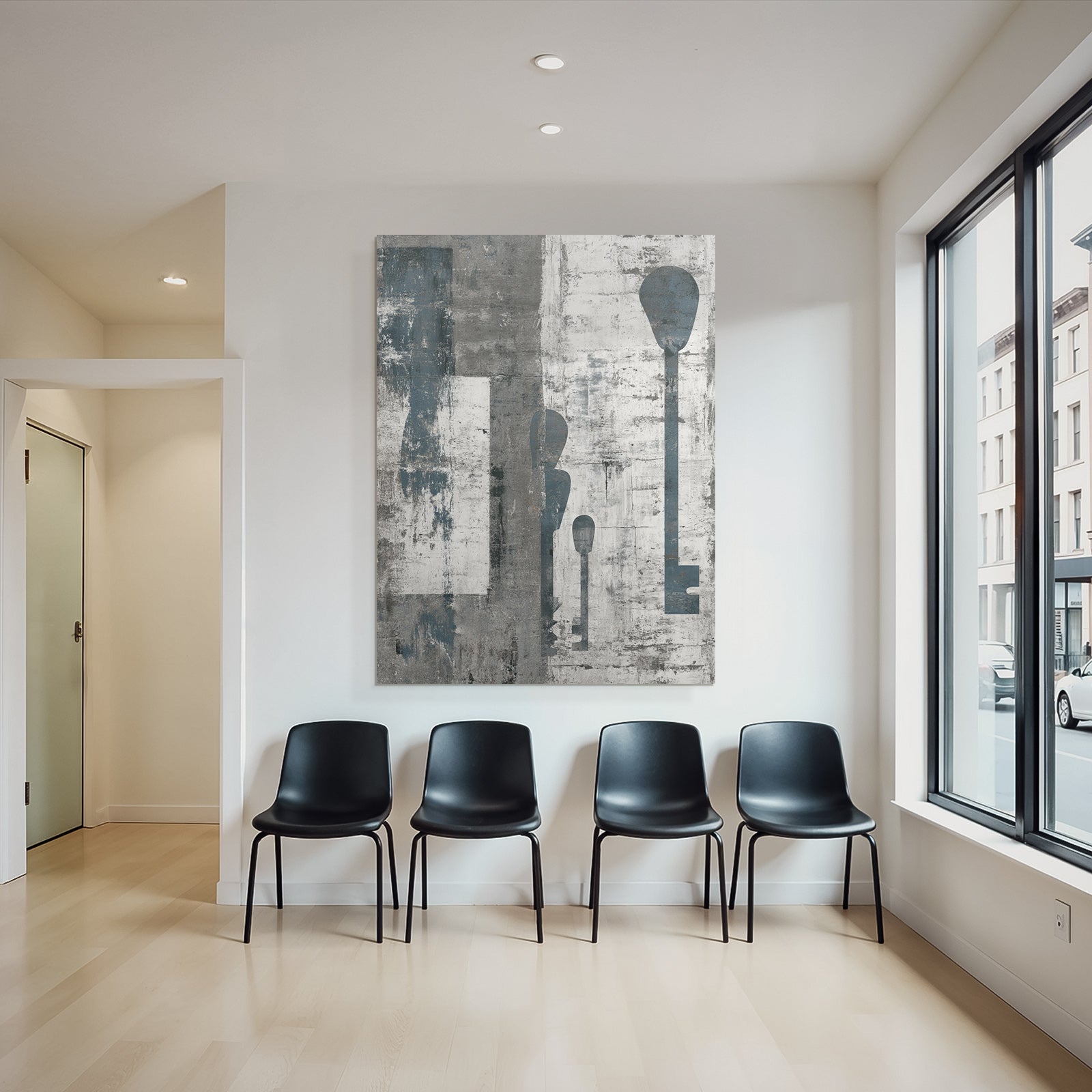 Abstraktes Kunst Schluessel Grau Blau
