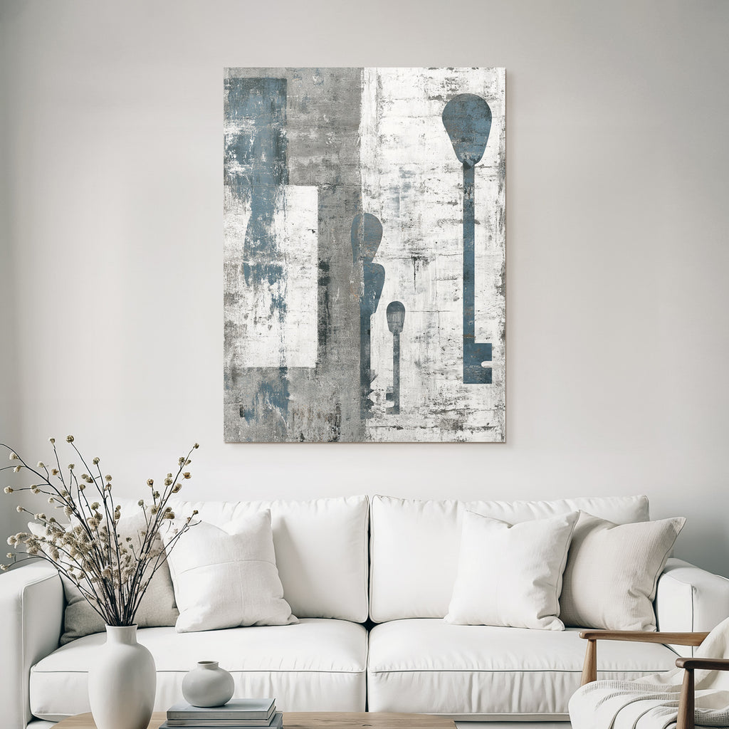 Abstraktes Kunst Schluessel Grau Blau