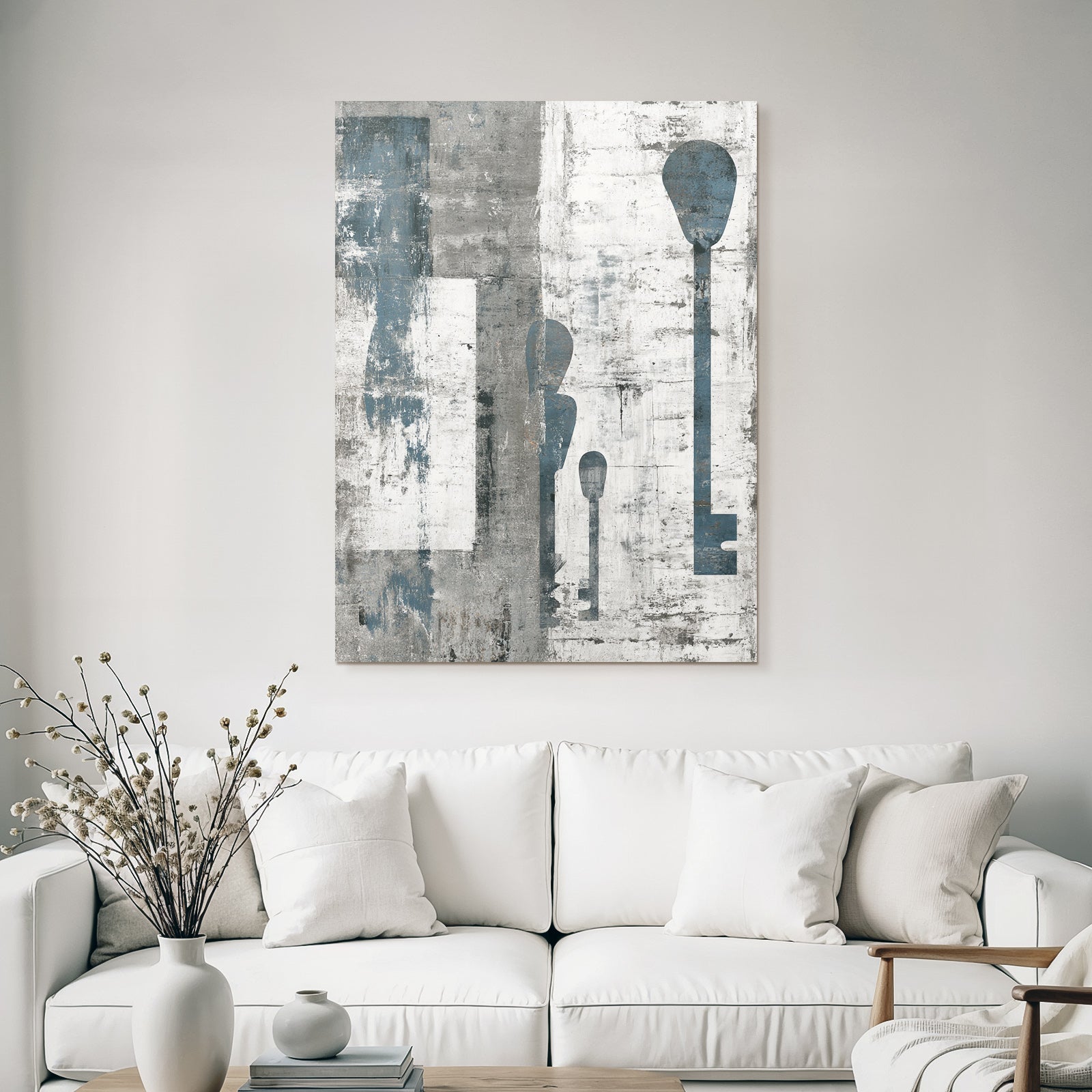 Abstraktes Kunst Schluessel Grau Blau