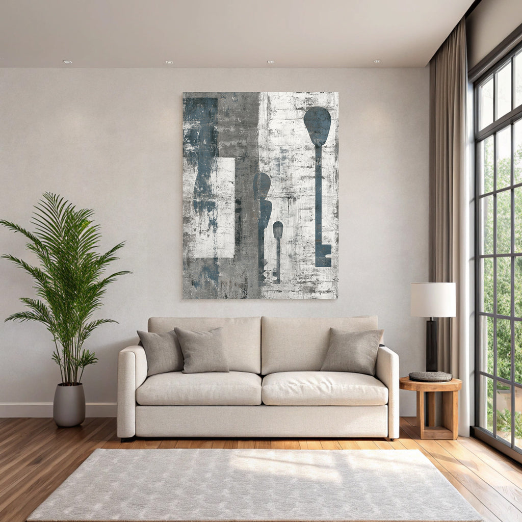 Abstraktes Kunst Schluessel Grau Blau