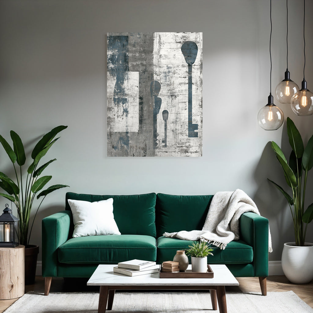 Abstraktes Kunst Schluessel Grau Blau