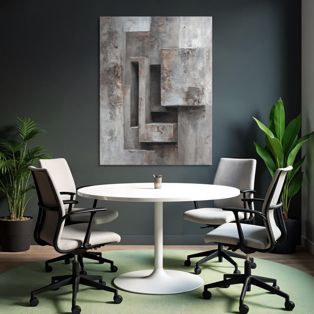 Abstraktes Kunstwerk Geometrische Formen Grauer Untergrund