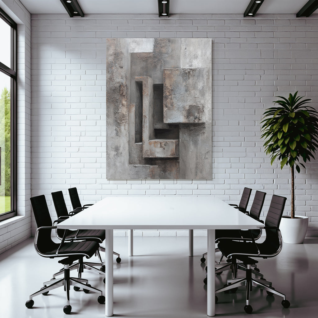 Abstraktes Kunstwerk Geometrische Formen Grauer Untergrund