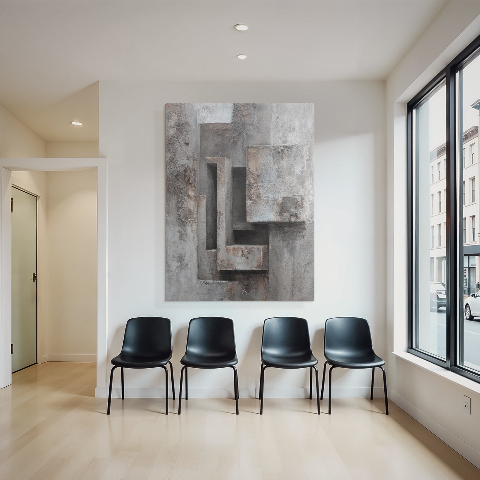 Abstraktes Kunstwerk Geometrische Formen Grauer Untergrund