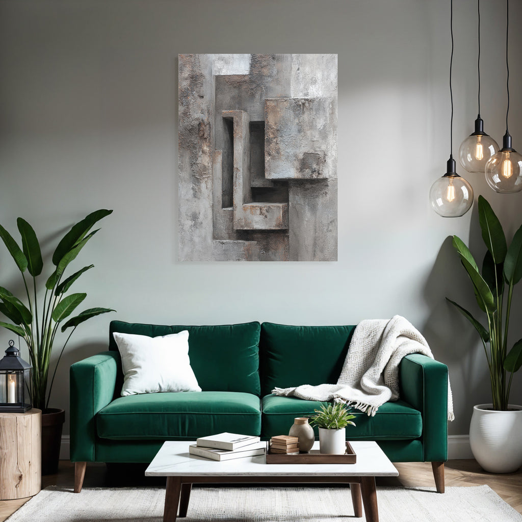 Abstraktes Kunstwerk Geometrische Formen Grauer Untergrund