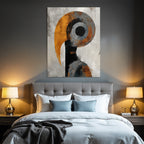 Abstraktes Kunstwerk Mit Gewaelzten Formen Und Einer Begrenzten Farbpalette Grau Schwarz Orange