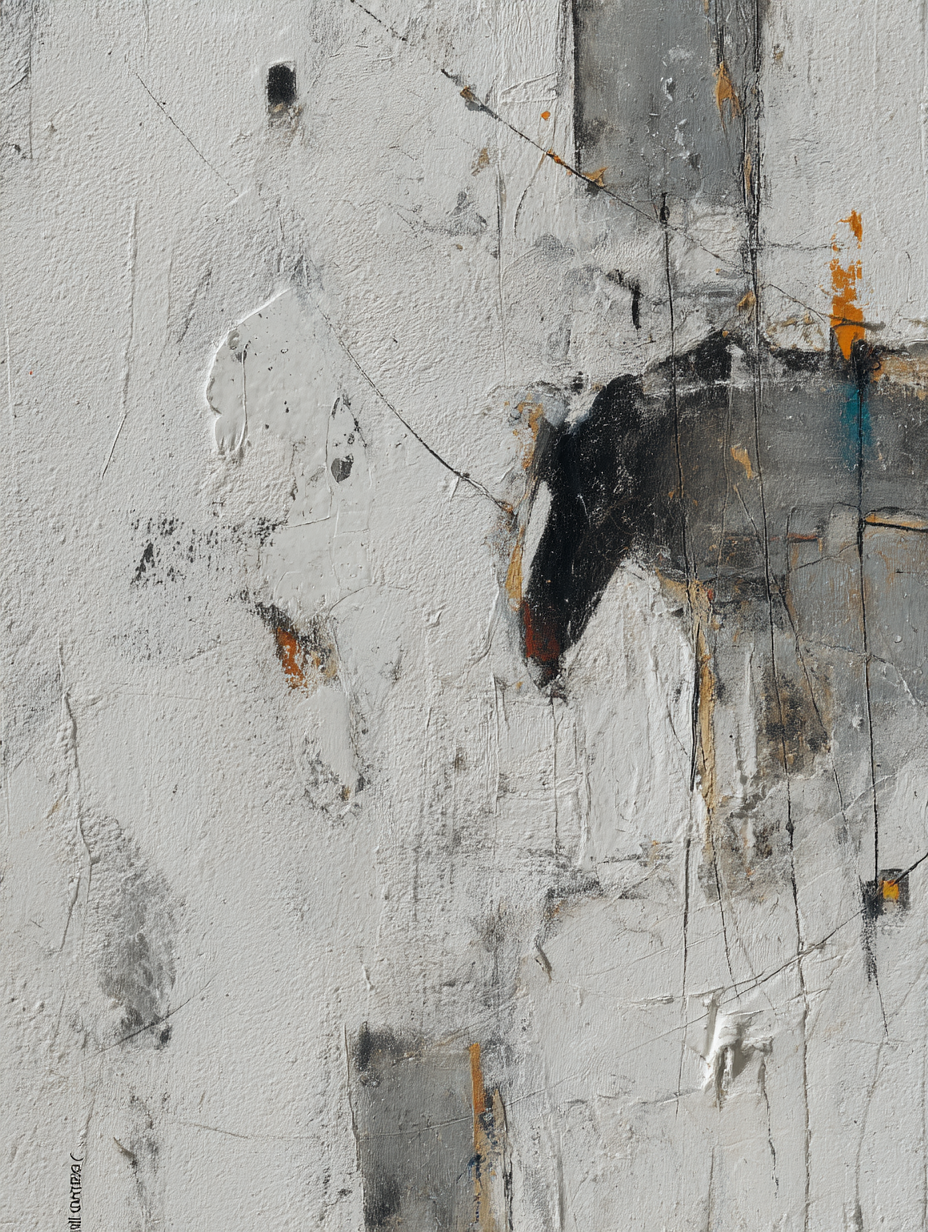  Abstraktes Kunstwerk Mit Texturen Und Farben In Weiss Grau Orange Schwarz | Industrial | Einrichtungsstile