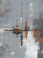  Abstraktes Kunstwerk Mit Vertikalen Strukturen Grau Orange Weiss Jpg | Industrial | Einrichtungsstile