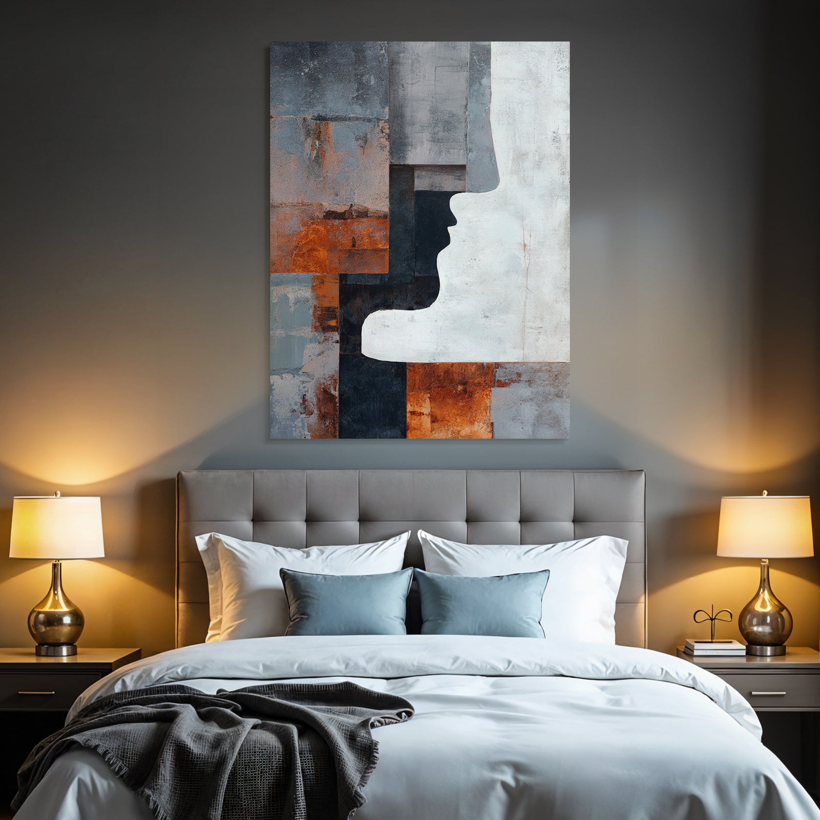 Abstraktes Kunstwerk Profil Silhouette Texturierte Hintergrund