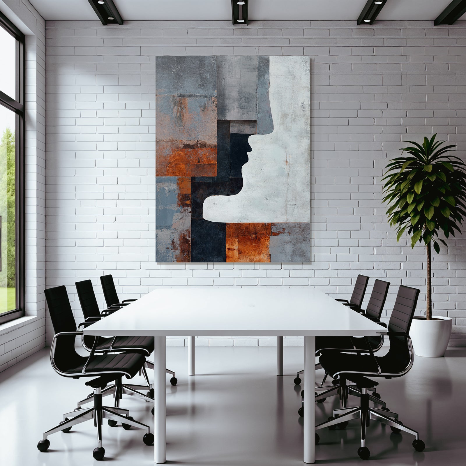 Abstraktes Kunstwerk Profil Silhouette Texturierte Hintergrund