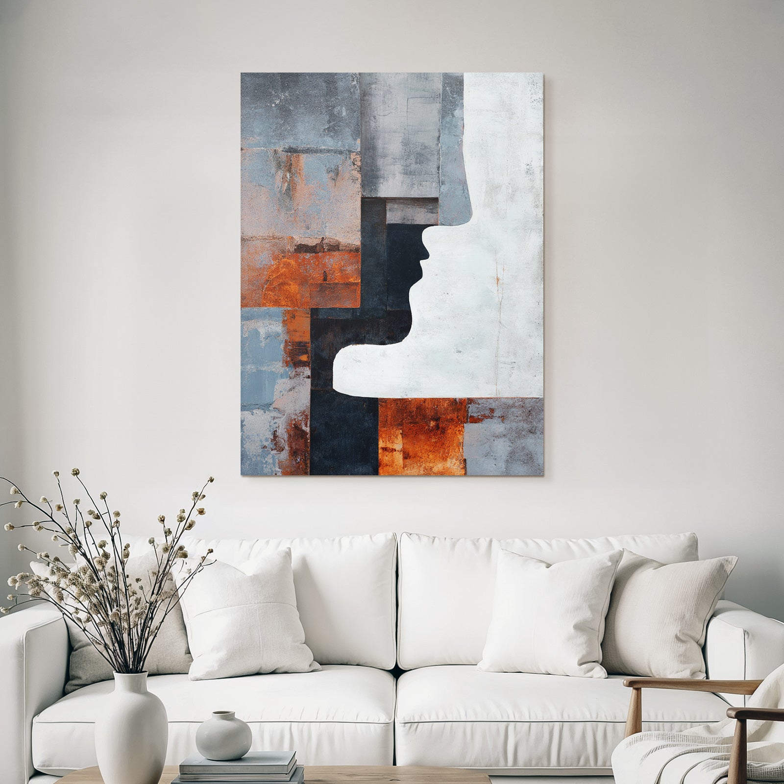 Abstraktes Kunstwerk Profil Silhouette Texturierte Hintergrund