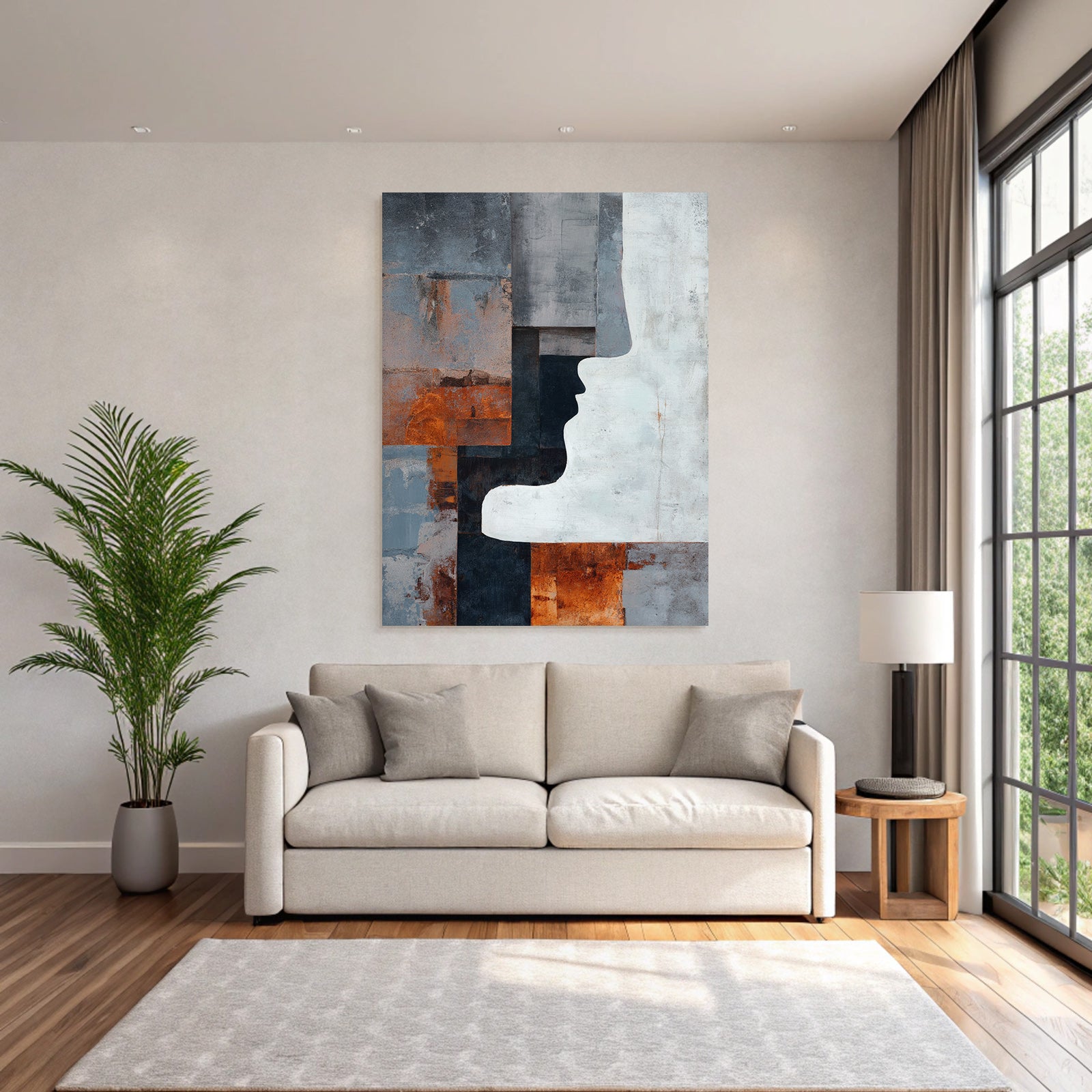 Abstraktes Kunstwerk Profil Silhouette Texturierte Hintergrund
