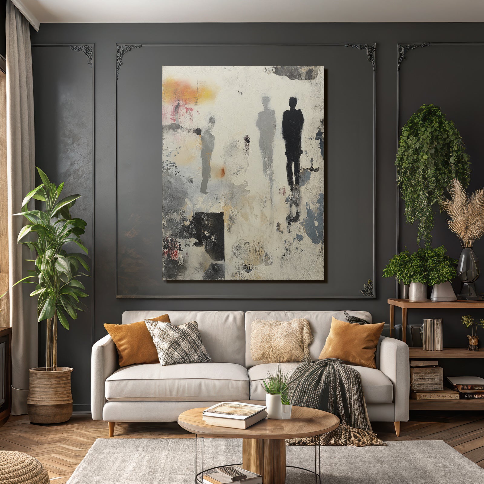 Abstraktes Kunstwerk Silhouetten Mi Textur